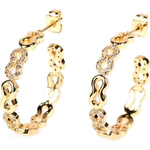 EYIKA Fashion Micro Inlay Cubic Zirconia Big Circle Earrings for Women Splicing 8 Shape Stud Earring Copper Crystal CZ Jewerly