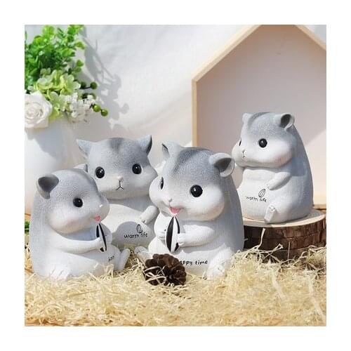 Cute resin hamster eating sunflower seeds piggy bank Home decoration Aesthetic room Student creative gift For Kids