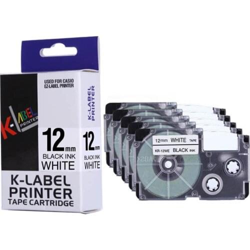 Compatible black on white 12mm label tape XR-12WE XR 12WE XR12WE used for KL-60, KL-780, KL-120 label printer