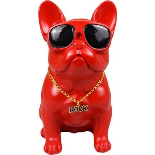 GLASSES FRENCH BULLDOG STATUES FIGURINES ANIMAL DOG ART SCULPTURE RESIN ART&CRAFT HOME DECORATION ACCESSORIES R542