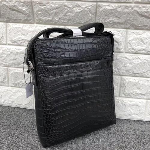 Luxury Genuine Crocodile Belly Skin Businessmen Small Cross Shoulder Bag Authentic Alligator Leather Male Casual Messenger Bag