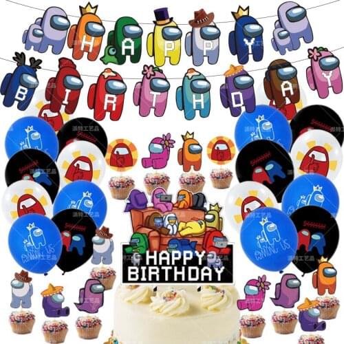 Superhero Theme Party Supplies 12 Inch Latex Balloon Cake Card Banner Anime Style Happy Birthday Flag Kids Favorite Decoration