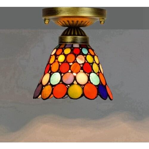 6-Inch 15cm Tiffany Colored Glass Corridor Corridor Balcony Small Ceiling Light Colorful Art Lighting