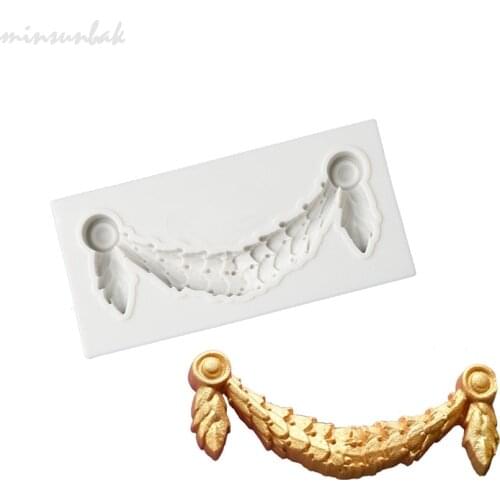 Minsunbak Vintage Embossed Silicone Mould Curtain Pendant Chocolate Gumpaste Mould Fondant Cake Baking Tool