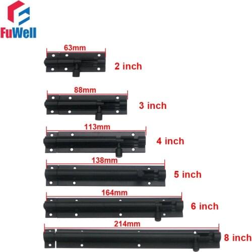 4pcs Barrel Bolt 2/3/4/5/6/8inch Aluminum Alloy Door Latch Black Door Bolt Latch Lock Hardware for Home Gate Safety