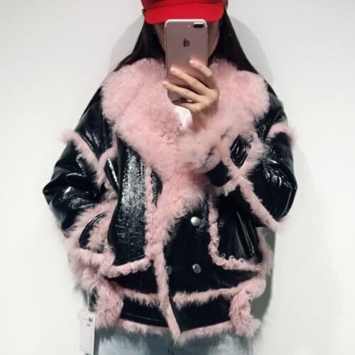 Suede leather jacket women real lamb skin jacket shearling jacket