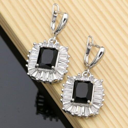 Squar Stone Charm Earring Black Cubic Zirconia Earrings Accessories For Women Dropshipping Fashion Jewelry