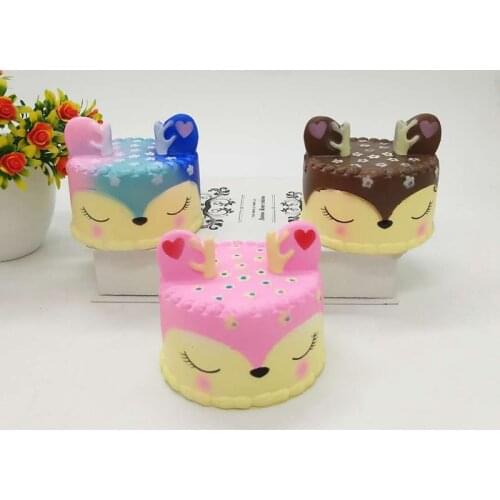 1 Pcs Cute Cake Shape Simulation Slow Rising Rebound Antler Cake Simulation Cake Food Resin Crafts Decoration Gift For Children