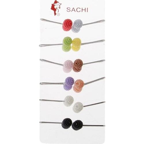 12Pcs Muslim Hijab Scarf Safety Pin Clips Pearl Ball Brooch Kit Fashion Jewelry