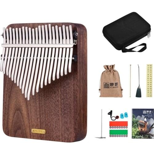 LINGTING K21W 21-key Wooden Thumb Piano Kalimba 17 key Mbira Sanza F Tonality with Carry Case Music Book Stickers Finger Piano
