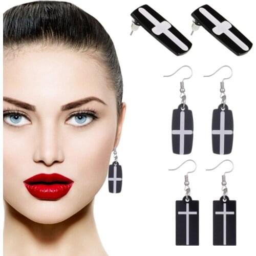 2 Pcs Anime Cross Earrings Acrylic Cosplay Ear Clip Earrings Cosplay Props Drop Earrings Birthday Halloween Jewelry Gift