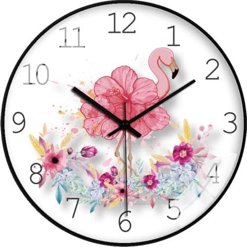 Big Size Nordic Hanging Clock INS Flamingos Deer Unicorn Mute Colcks Decoration for Home Living Room Bedroom Offic Bar
