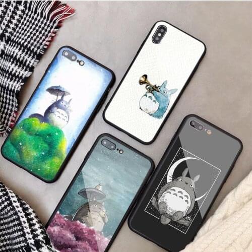 My Neighbor Totoro Tempered Glass Phone Case For iphone 12 11 Pro Max 5 6 7 8 PLUS X XS XR XSMax Shell