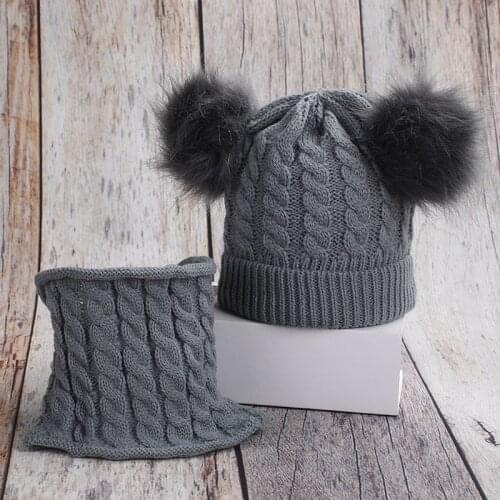 2Pcs Newborn Toddler Kid Hat Cute Soft Warm Baby Boys Girls Knitted Cap for Children 2020 Winter Head Clothing Accessories Plush
