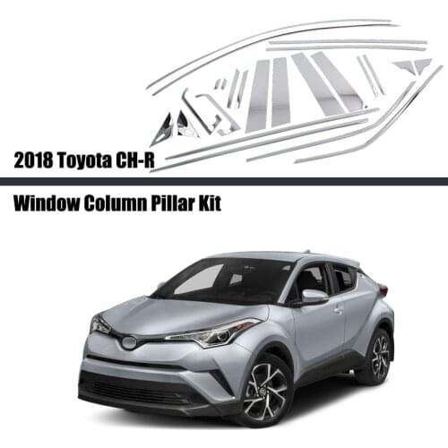 For Toyota C-HR 2018 2019 2020 24pcs Car Door Trim Black Pillar Posts Window Column Pillar Kit Press 1-2 Minutes After Attaching