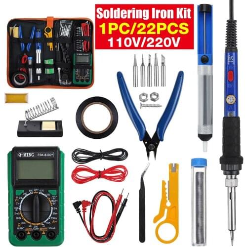 60W Electric Soldering Irons Kit Adjustable Temperature Digital Multimeter Carving Soldering Iron Pen Welding Tools 110V-220V