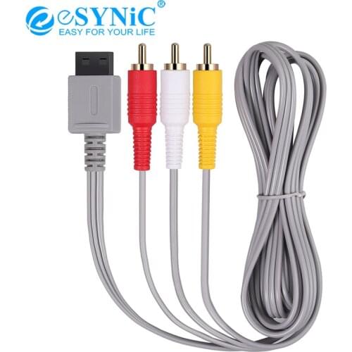 ESYNiC For Nintendo Wii / Wii U AV Cable 6ft 1.8m Composite Retro 3 RCA Gold-Plated Audio Video AV Standard Cord Male Jack Cable