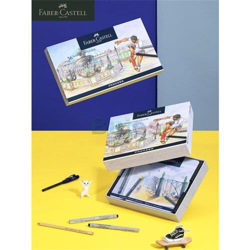 Faber-Castell Goldfaber Aqua Water Soluble Colored Pencil Blue Box, Gift Set, 36/48 Colors Professional Lapis De Cor Supplies