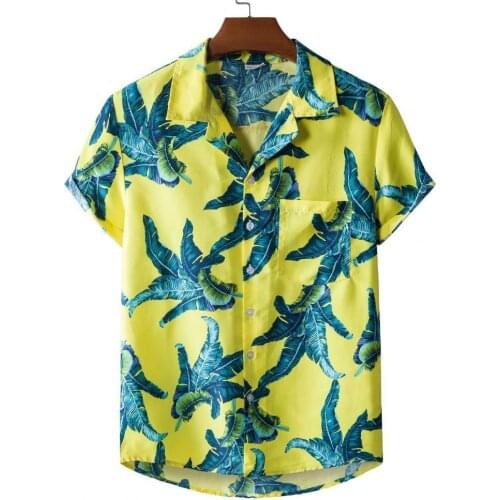 Summer Mens Shirt Vintage Ethnic Style Print Short Sleeve Turndown Collar Button Men T-shirt Hawaiian Shirt 2021 Streetwear