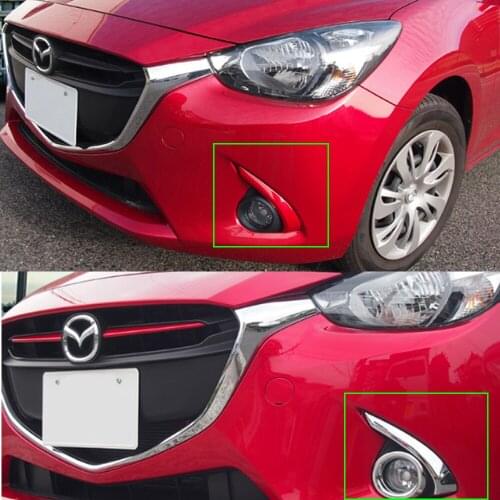 ABS Plastic Glossy Chrome Front Head Fog Lamp Light Ring Trim Cover For 2015 2016 Mazda 2 Demio 2pcs