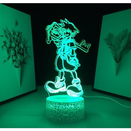 Kingdom Hearts Game Figure Sora Keyblade Kids Bedroom Decor Nightlight Child Bedside Night Light LED Color Changing Sora Lamp