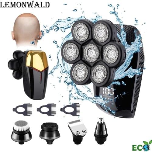 LEMONWALD New Men Shaver Independent 7 Cutter Driving Head Waterproof Electric Scissors Multifunctional Men Trimmer Bald Machine