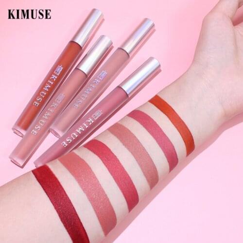 1pE Matte Lip Glaze Sweat Proof Easy-to-color Mini Portable Lipstick Fine Non-stick Cup Tube Misty Velvet Natural Whitelip Gloss