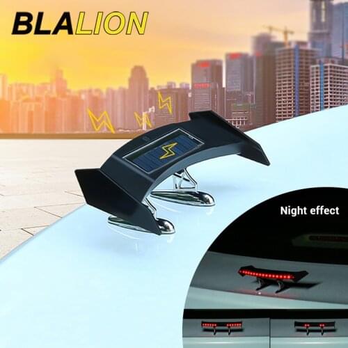 Mini Solar DRL Universal Black Small Rear Wing Spoilers Car Trunk Tail Lights 12V Flashing Warning Lights Adjustable Car Styling