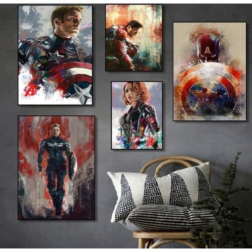 Marvel Comics Avengers Super Hero Captain America Iron Man HD Print Canvas Painting Living Room Bedroom Decor Pictures Cuadros