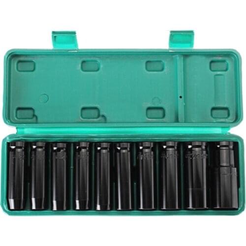 10Pcs 8-24Mm 1/2 inch Drive Deep Impact Socket Set Heavy Metric Garage Tool For Wrench Adapter Hand Tool Set