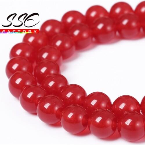 Natural Red Chalcedony Jades Round Loose Spacer Beads 15'' 4/6/8/10/12/14mm DIY Bracelet Earring Accessories For Jewelry Making