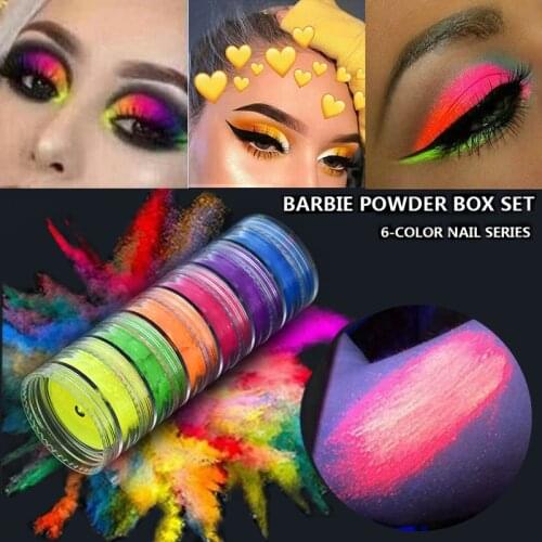 New 12 Color Nail Art Glitter Multi-color Neon Loose Powder Eyeshadow High Pigment Matte Mineral Powder Spangle Neon Eyeshadow