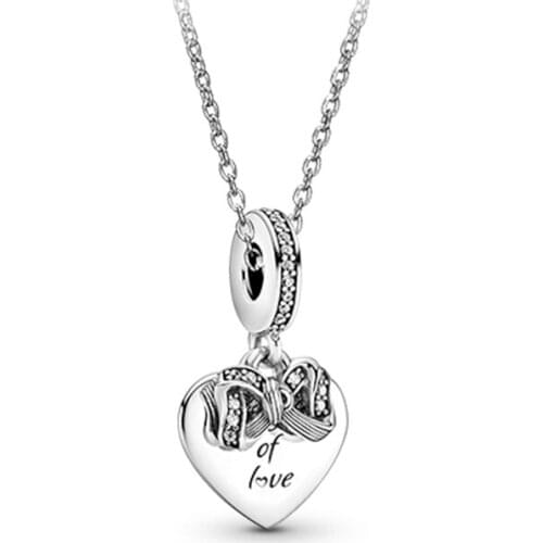 2020 Winter New Style 925 Silver Love Heart Bow Necklace, Exquisite And Versatile Jewelry For Girlfriend Exquisite Birthday Gift