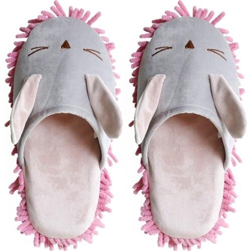 Autumn Winter New Lazy Slippers Cute Cartoon Floor Clean Slippers Removable Washable Chenille Lazy Floor Home Floor Slippers