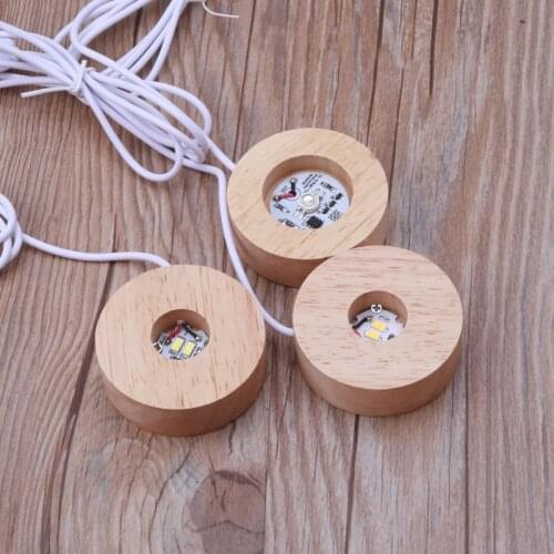 Handmade LED Wood Resin Display Base Round Wooden Night Base Resin Ornament Stand DIY Night Light Resin Art Crafts