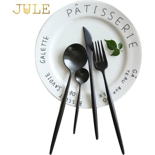 Luxury Black Cutlery Set of 24pcs 1810 Stainless Steel Diner Knives Forks Tablespoons Top Quality Japanese Style Dinnerware Sets