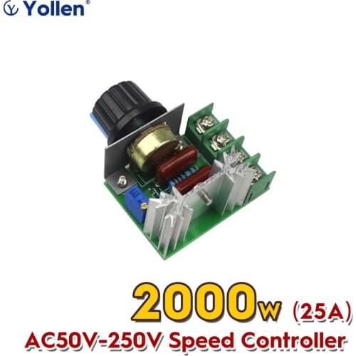 SCR 2000W AC Motor Speed Controller Input 110V~250V Output 50-220V 25A Adjustable Voltage Regulator dimmer temperature control