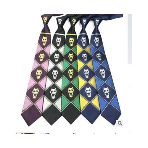 Anime JoJo Bizarre Adventure Necktie KILLER QUEEN Kira Yoshikage Skull Neck Tie Halloween Cosplay Costumes Accessories Man Woman
