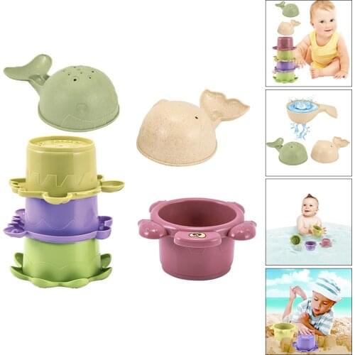 Stacking Cups Bath Play Water Toys Educational for Kids 4-6 Years Old