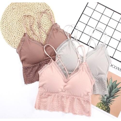 2021 Lace Underwear Women Lingerie Sexy Cross Back Top Solid Bra Women Tube Tops Fitness Crop Top Bralette Bra Padded Brassiere