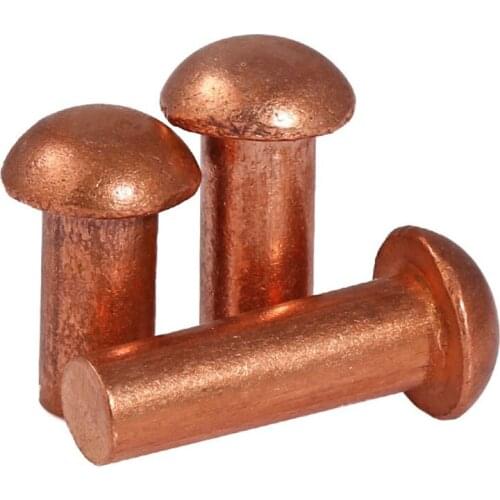 10/20/30Pcs M4 Round Head Copper Solid Rivets Fasteners Gold Tone Hardware Copper Nail High Quality