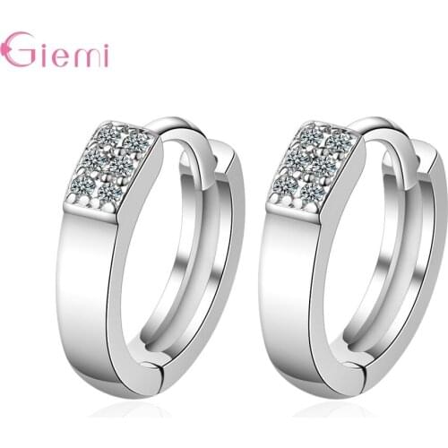 High Quality Shimmer Crystal 925 Sterling Silver Simple Party Hoop Earrings For Women AAA Cubic Zirconia Birthday Gift Jewelry