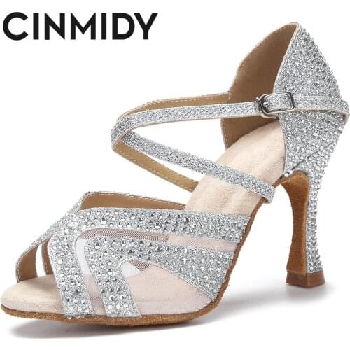 CINMIDY New Latin Dance Shoes Women Tango Salsa Ballroom Dance Training Shoes Ladys Girls High Heels Red Wedding Heels Women