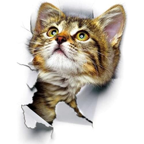 1pc Cute Cat 3D Wall Sticker Bathroom Toilet Kids Room Home Decoration Wall Decals Sticker Fridge Stickers Wallpaper Poster