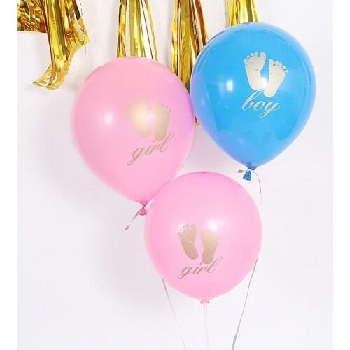 10pcs10 Inch Pink Blue Boy Girl Foot Printed Round Latex Balloon Christening Baby Shower Gender Reveal Kids Birthday Party Decor