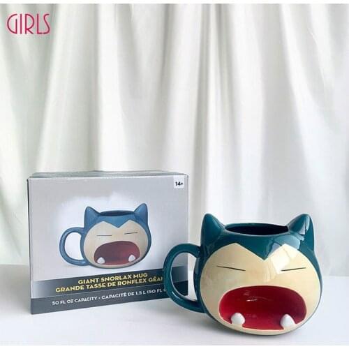 1000ml Large Capacity Mug 3D Snorlax Mug Cartoon Ceramic Water Cup Milk Coffee Tea Cup Mug Children Boys Girl Gift Dropshipping