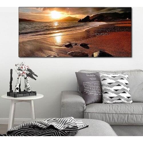 120x50cm Frameless Sunset Beach Landscape Canvas Picture Wall Art Prints Decor for Living Room Home Decoration