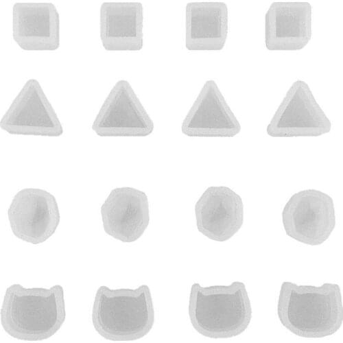 16Pcs Tiny Silicone Round Cat Sqaure Molds Jewelry Earring Necklace Pendant Mold Resin Casting Jewelry Making Tools
