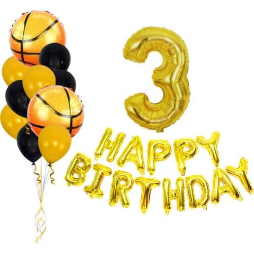 18inch Basketball Foil balloons Theme 32inch Gold Number Balloon Black Gold Latex Ball Boy Happy Birthday Party Decor Supplies