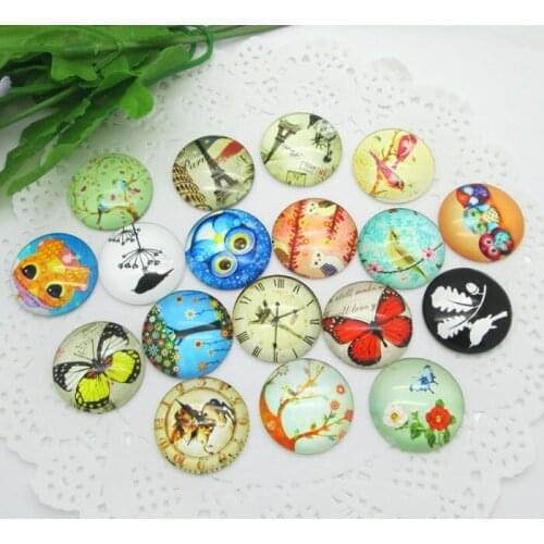 20pcs 25mm Round Mixed Domed Magnifying Clear Glass Cabochon Scrapbooking Embellishments Fridge Magnets DIY Accessories